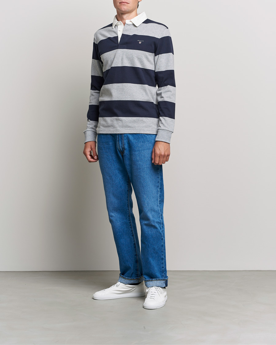 Herren | Pullover | GANT | Barstriped Heavy Rugger Grey Melange
