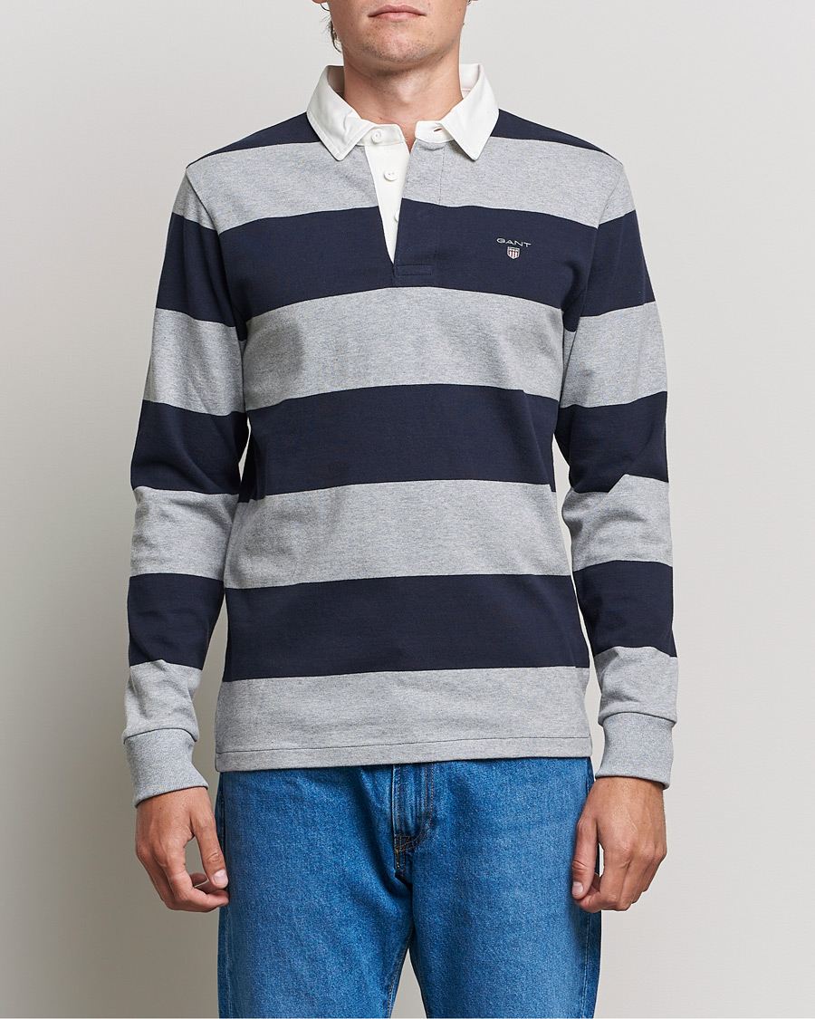 Herren | Pullover | GANT | Barstriped Heavy Rugger Grey Melange