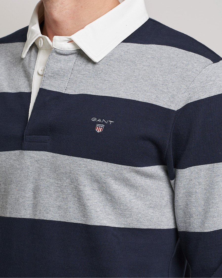 Herren | Pullover | GANT | Barstriped Heavy Rugger Grey Melange