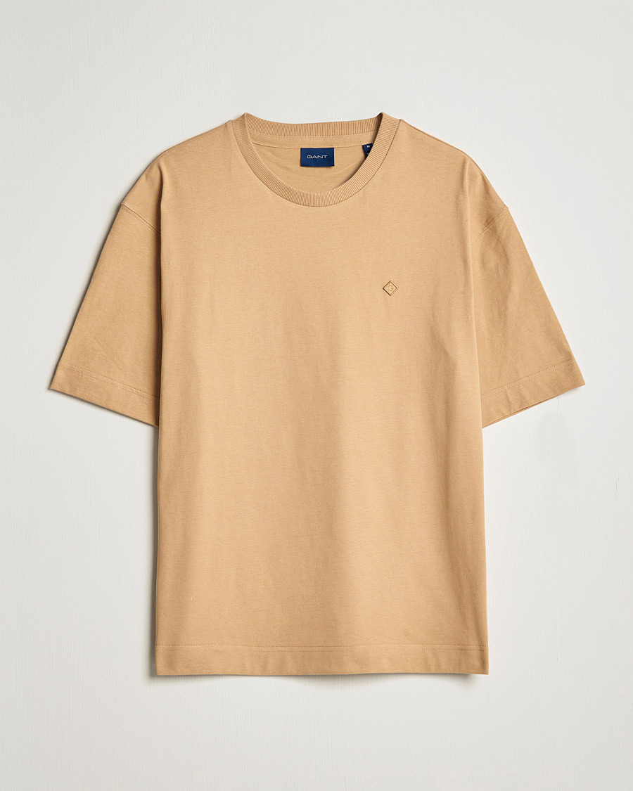 Herren | T-Shirts | GANT | Icon Crew Neck T-shirt Toffee Beige