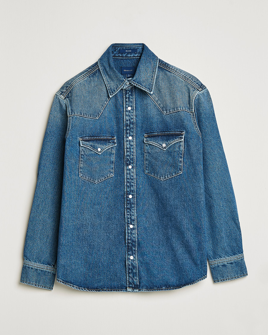 Herren | Hemden | GANT | Western Denim Shirt Vintageg Blue