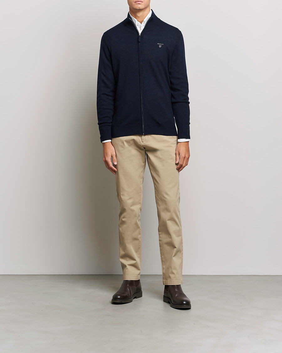 Herren | Pullover | GANT | Lambswool Full Zip Marine