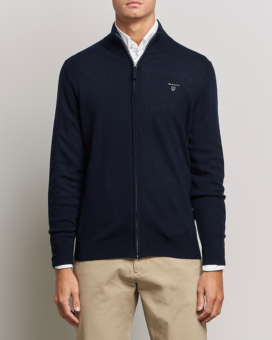 Herren | Pullover | GANT | Lambswool Full Zip Marine