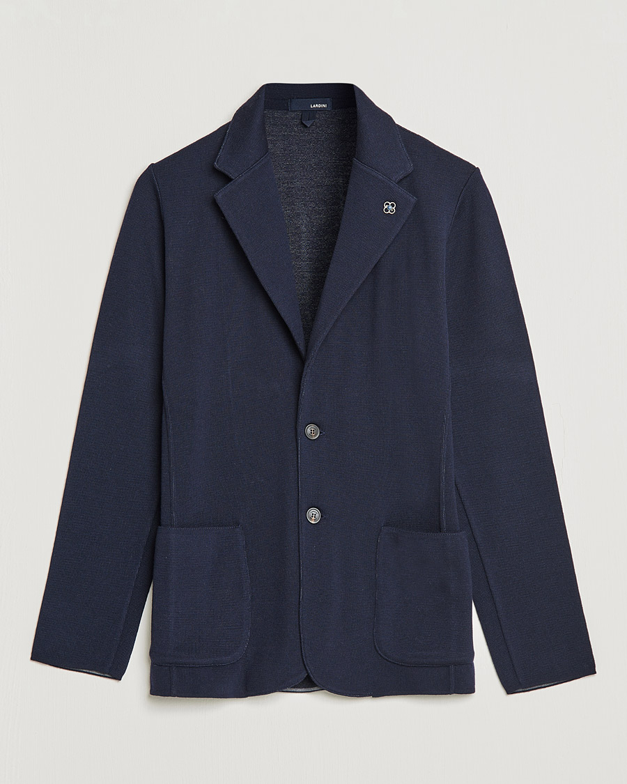 Herren | Sakkos | Lardini | Knitted Wool Blazer Navy