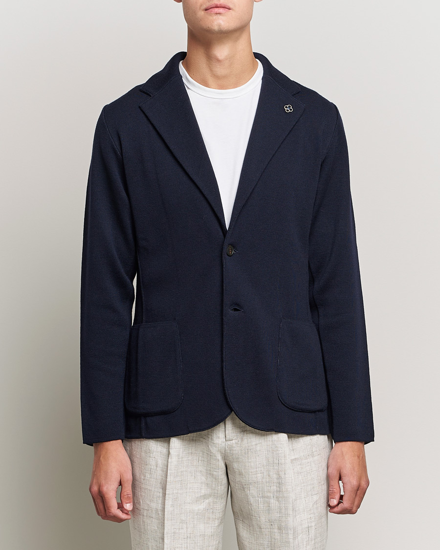 Herren | Sakkos | Lardini | Knitted Wool Blazer Navy