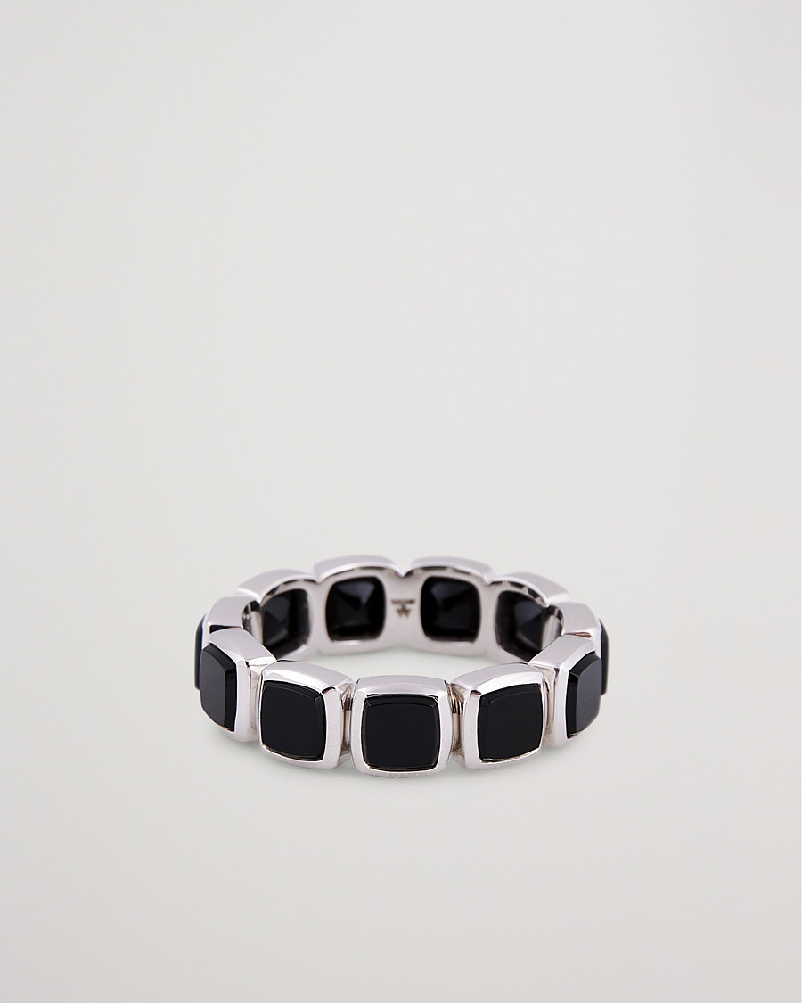 Herren | Tom Wood Cushion Band Black Onyx Ring Silver | Tom Wood | Cushion Band Black Onyx Ring Silver