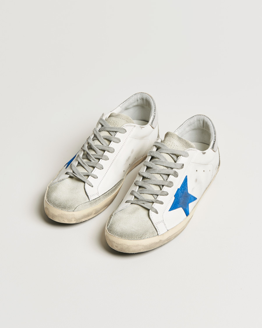 Herren | Golden Goose Deluxe Brand Super-Star Sneakers White/Electric Blue | Golden Goose | Deluxe Brand Super-Star Sneakers White/Electric Blue
