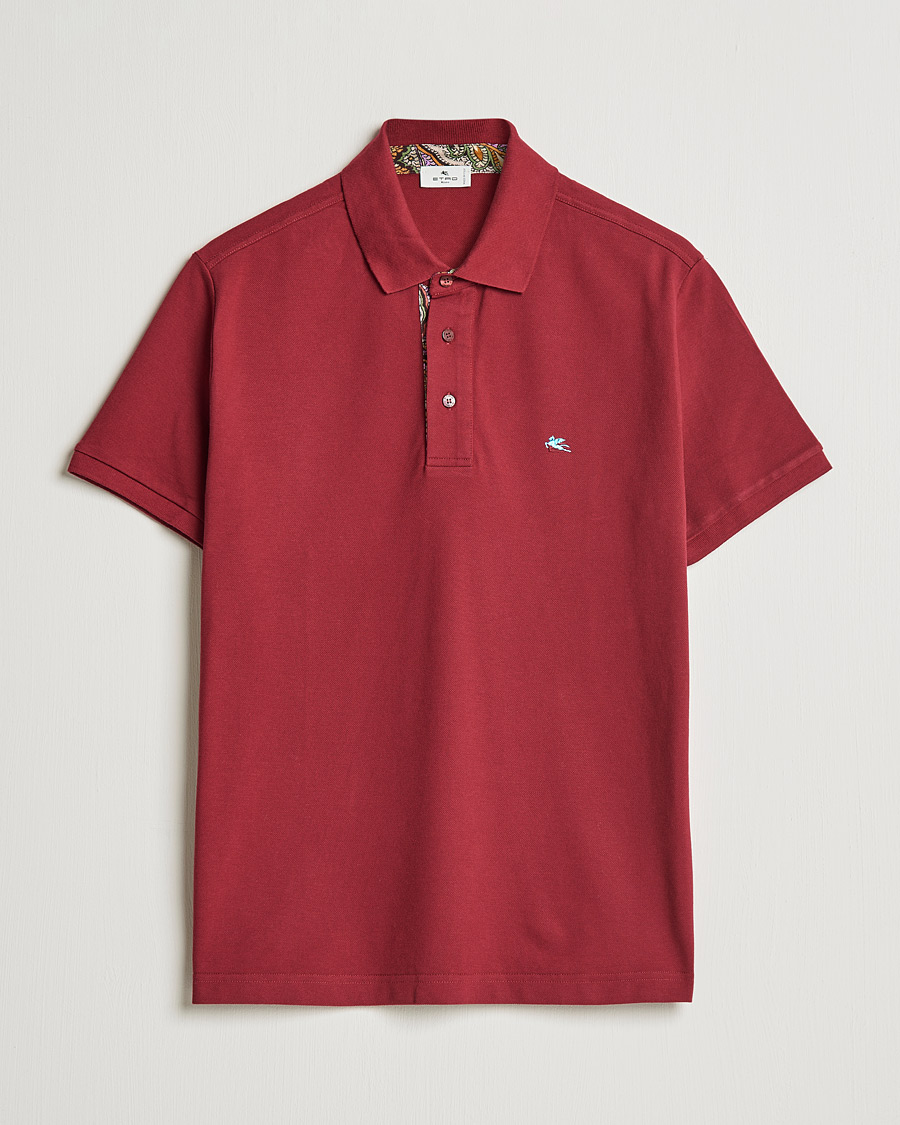 Herren | Poloshirts | Etro | Short Sleeve Contrast Paisley Polo Burgundy