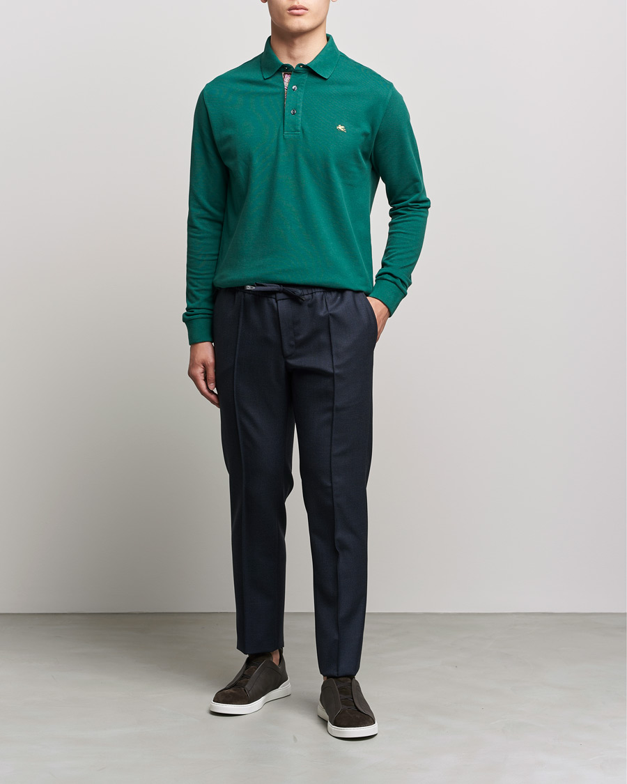 Herren | Pullover | Etro | Long Sleeve Contrast Paisley Polo Emerald