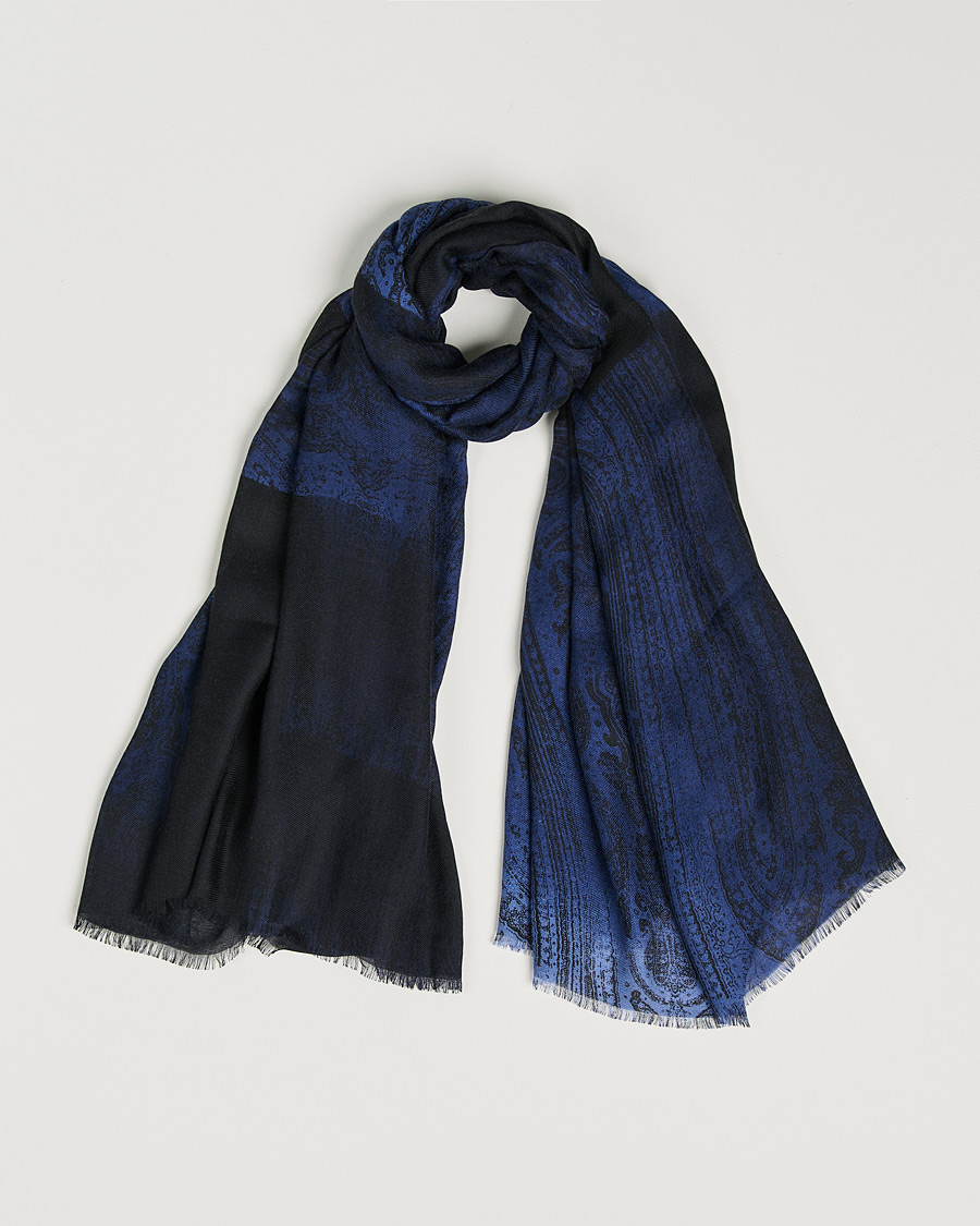 Herren | Etro Printed Cashmere Scarf Navy | Etro | Printed Cashmere Scarf Navy