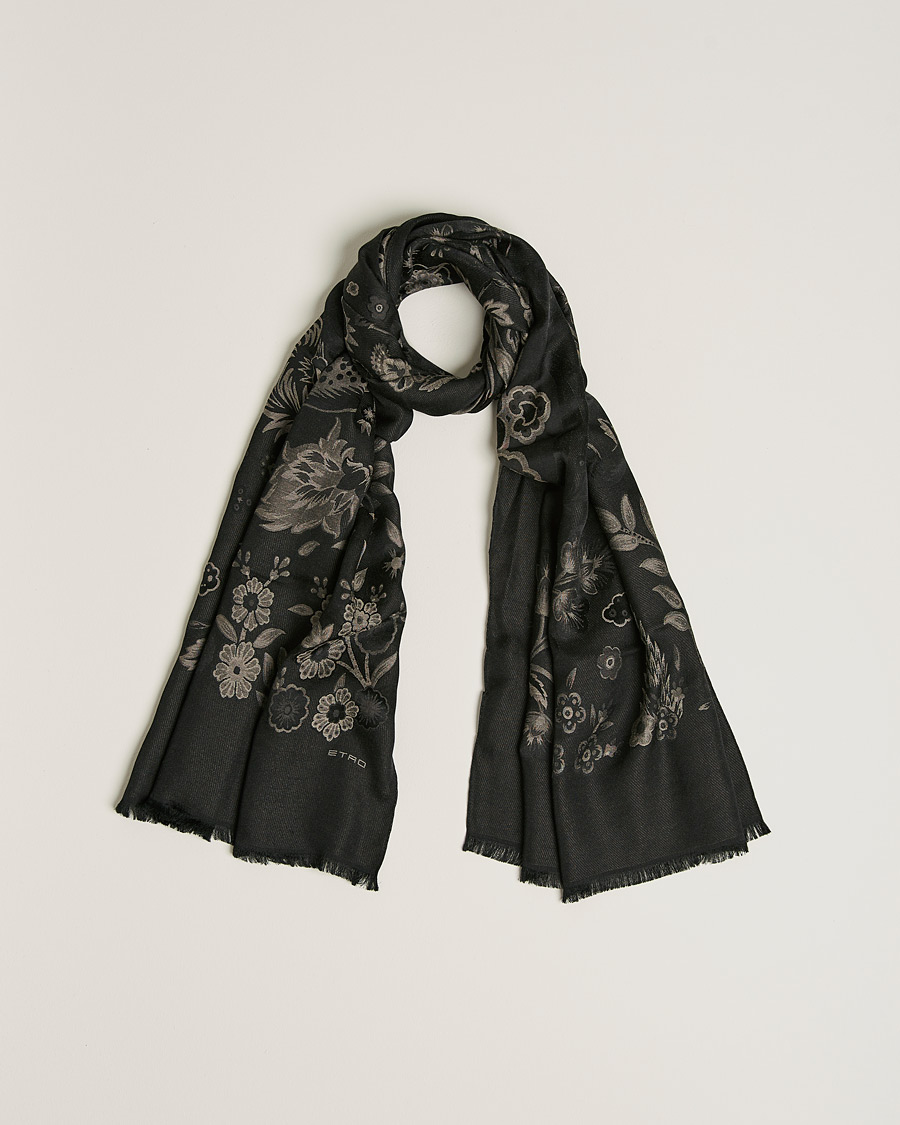 Herren | Etro Floral Jacquard Scarf Black | Etro | Floral Jacquard Scarf Black