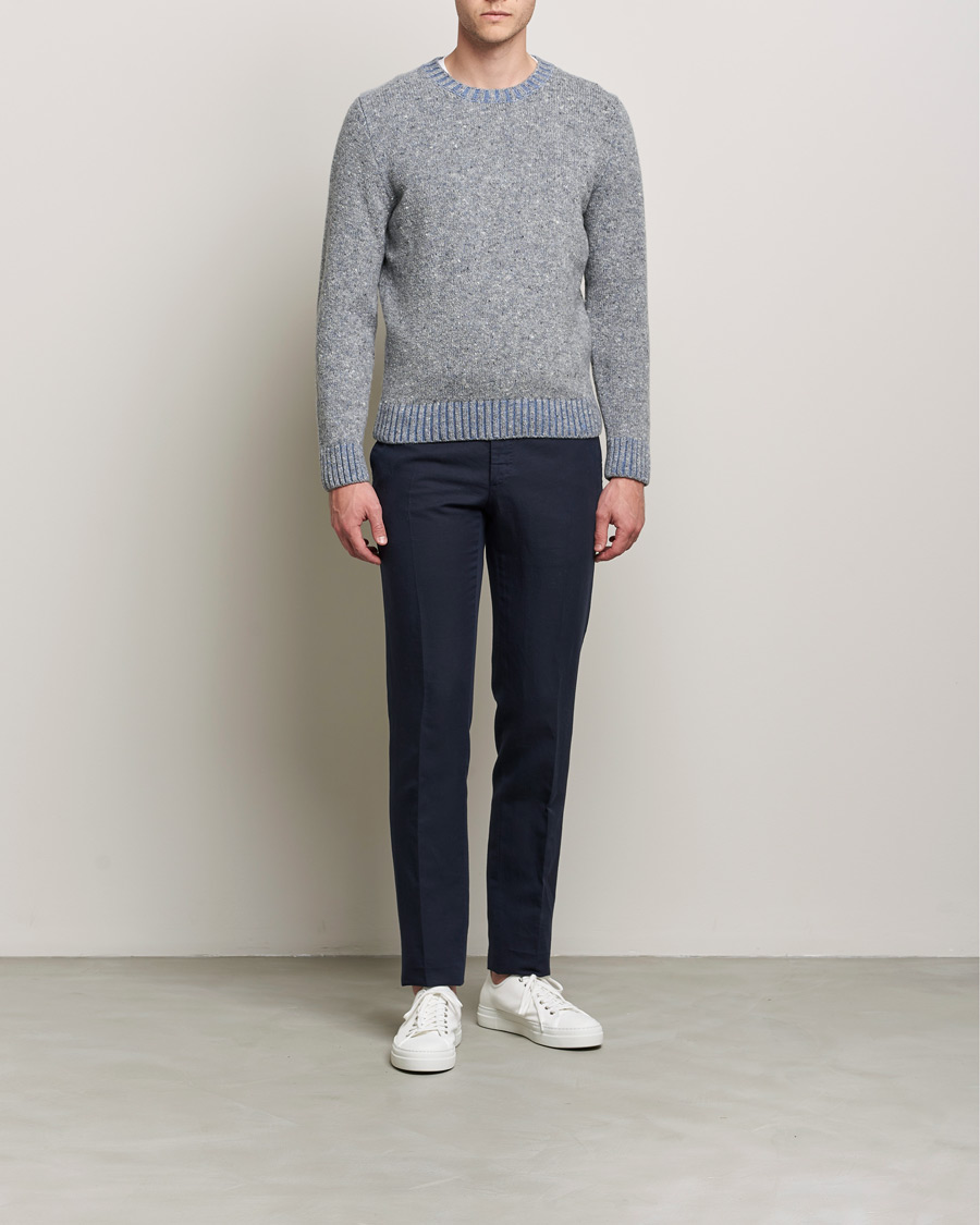 Herren | Pullover | Inis Meáin | Wool/Cashmere Crew Neck Grey/Blue