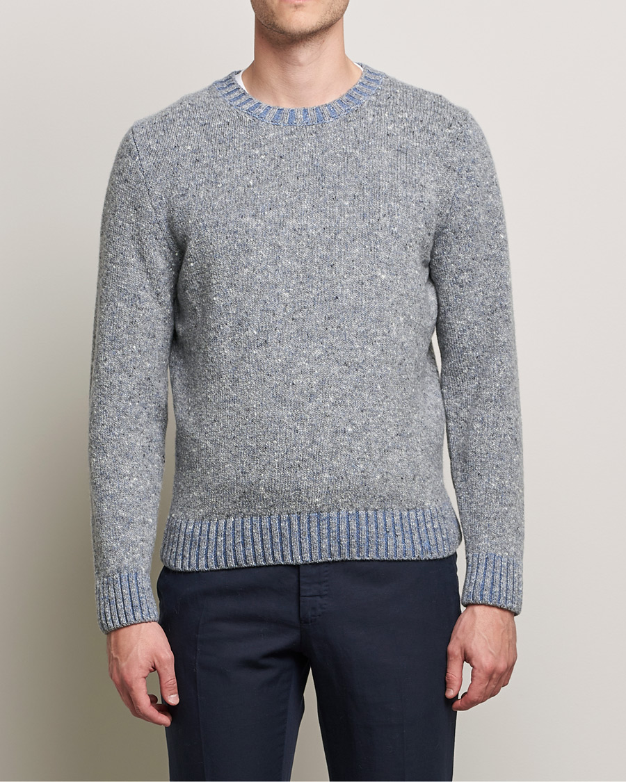 Herren | Pullover | Inis Meáin | Wool/Cashmere Crew Neck Grey/Blue