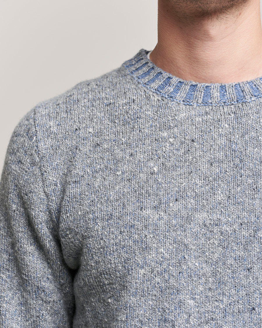 Herren | Pullover | Inis Meáin | Wool/Cashmere Crew Neck Grey/Blue