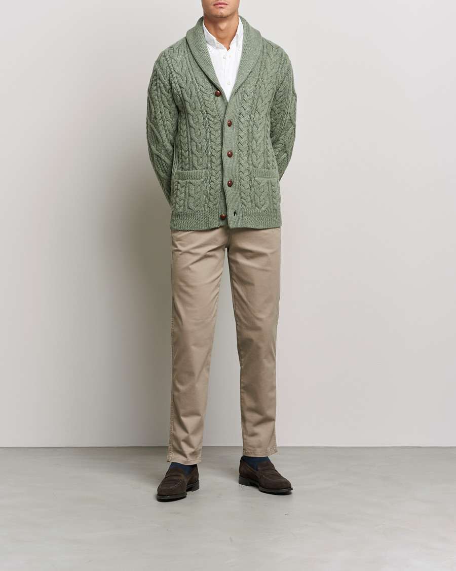 Herren | Pullover | Polo Ralph Lauren | Wool/Cashmere Structured Cardigan Sage Blue Heather