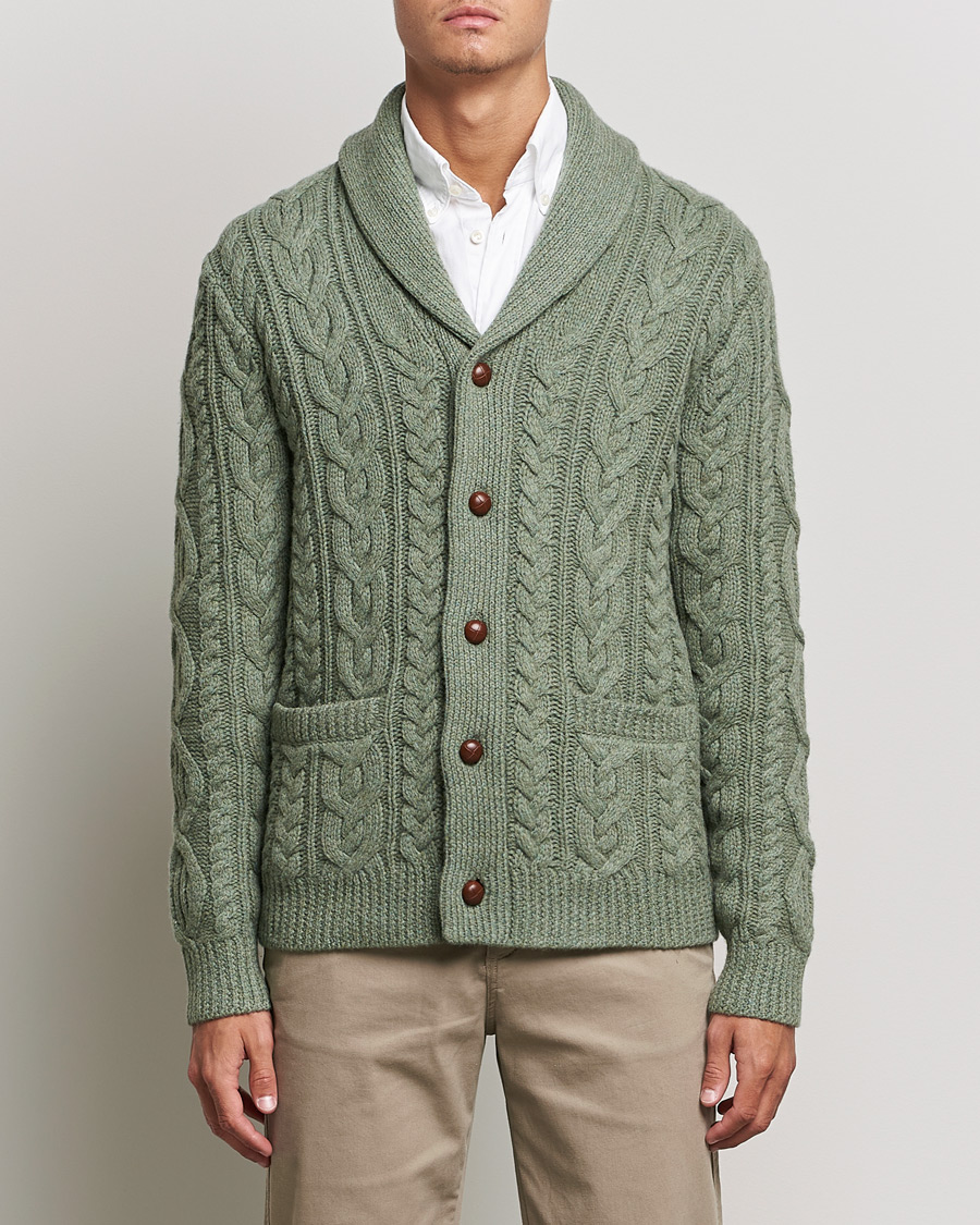 Herren | Pullover | Polo Ralph Lauren | Wool/Cashmere Structured Cardigan Sage Blue Heather