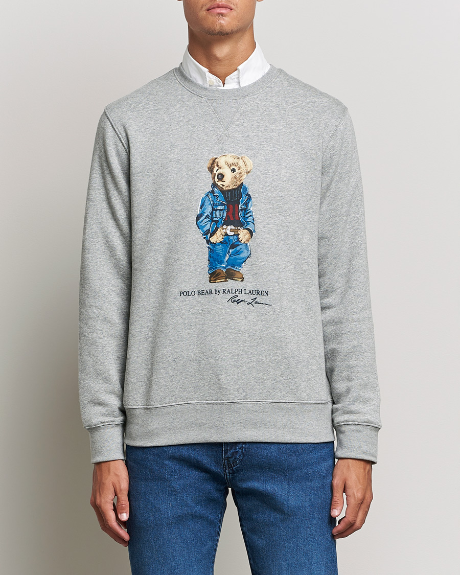 Herren | Pullover | Polo Ralph Lauren | Printed Denim Bear Sweatshirt Andover Heather