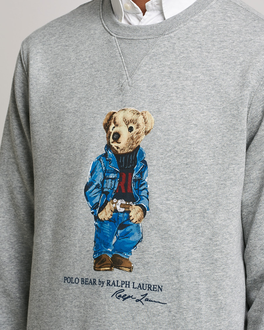 Herren | Pullover | Polo Ralph Lauren | Printed Denim Bear Sweatshirt Andover Heather