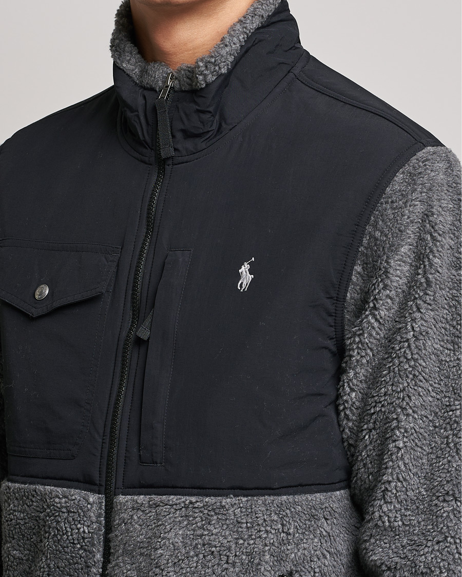 Herren | Pullover | Polo Ralph Lauren | Bonded Sherpa Full Zip Sweater Charcoal/Black