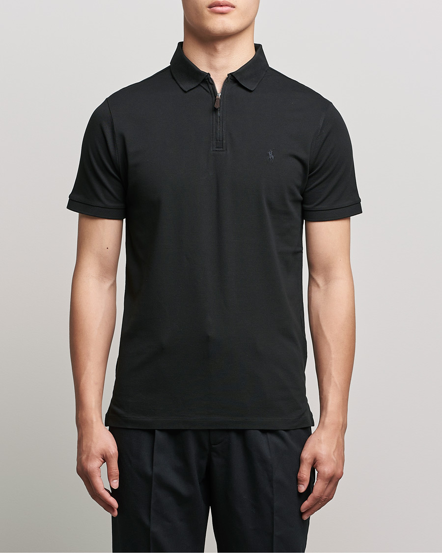 Herren | Poloshirts | Polo Ralph Lauren | Custom Slim Fit Half Zip Polo Black