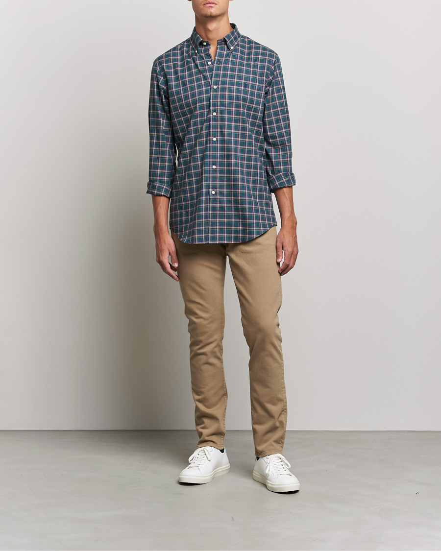 Herren | Hemden | Polo Ralph Lauren | Custom Fit Twill Checked Shirt Green/Cream
