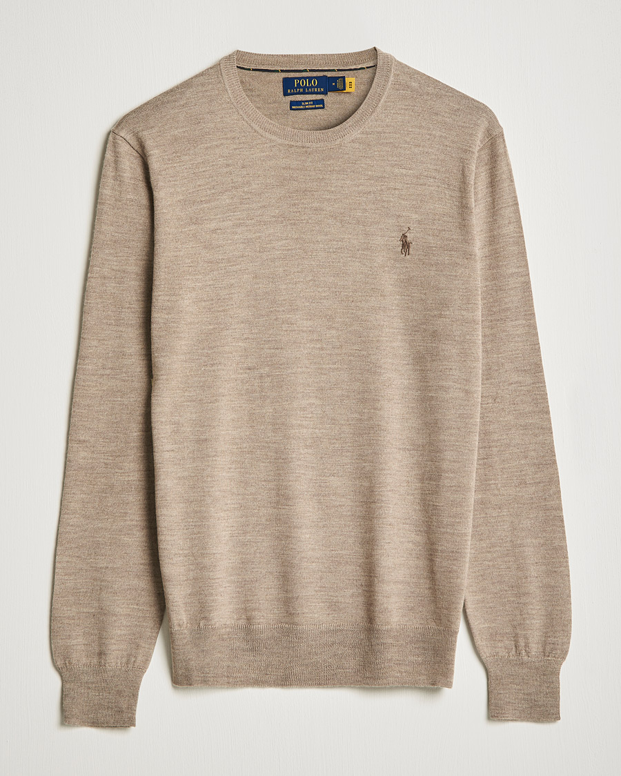 Herren | Pullover | Polo Ralph Lauren | Merino Crew Neck Pullover Light Walnut Heather
