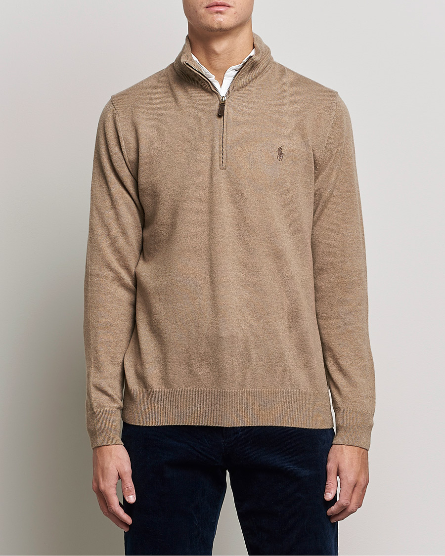 Herren | Pullover | Polo Ralph Lauren | Merino Half Zip Sweater Honey Brown Heather
