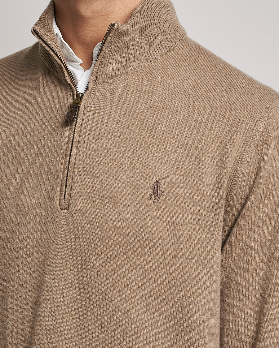 Herren | Pullover | Polo Ralph Lauren | Merino Half Zip Sweater Honey Brown Heather