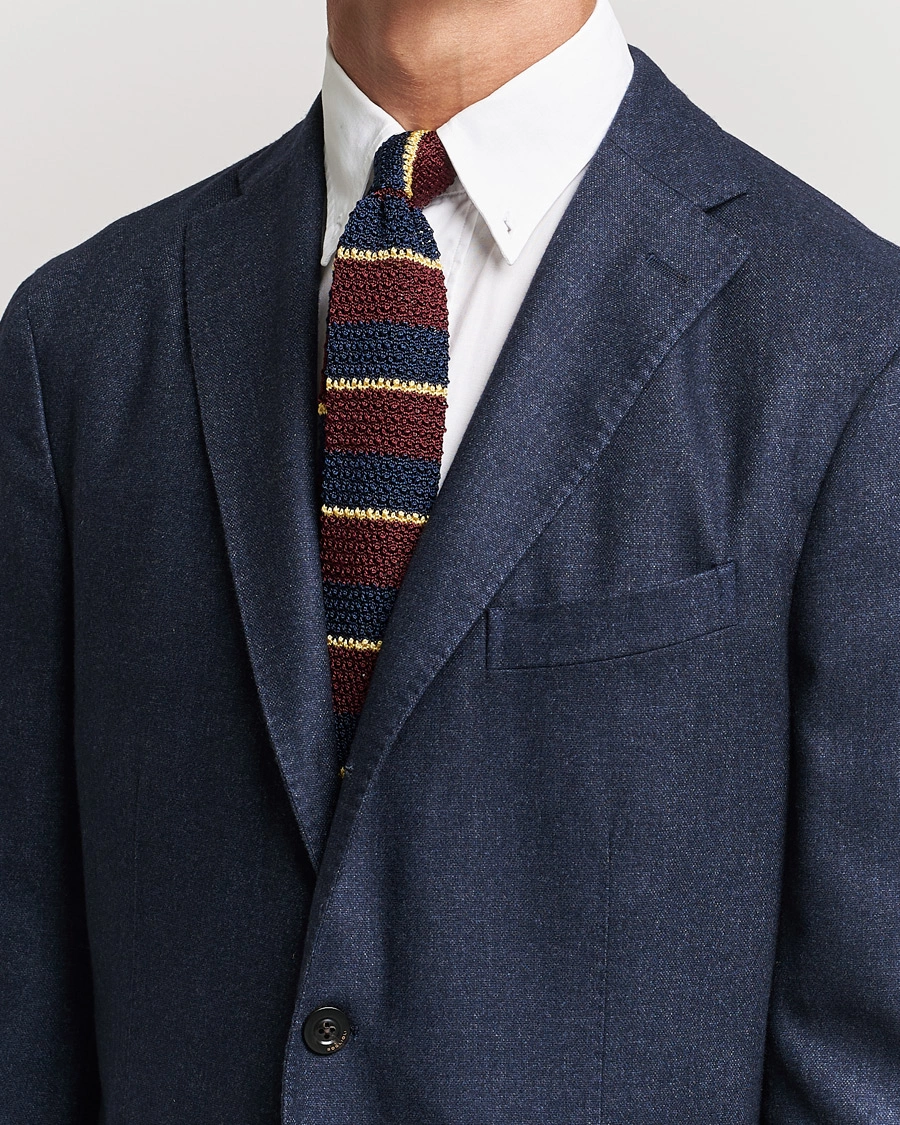 Herren | Krawatten | Polo Ralph Lauren | Knitted Striped Tie Wine/Navy/Gold
