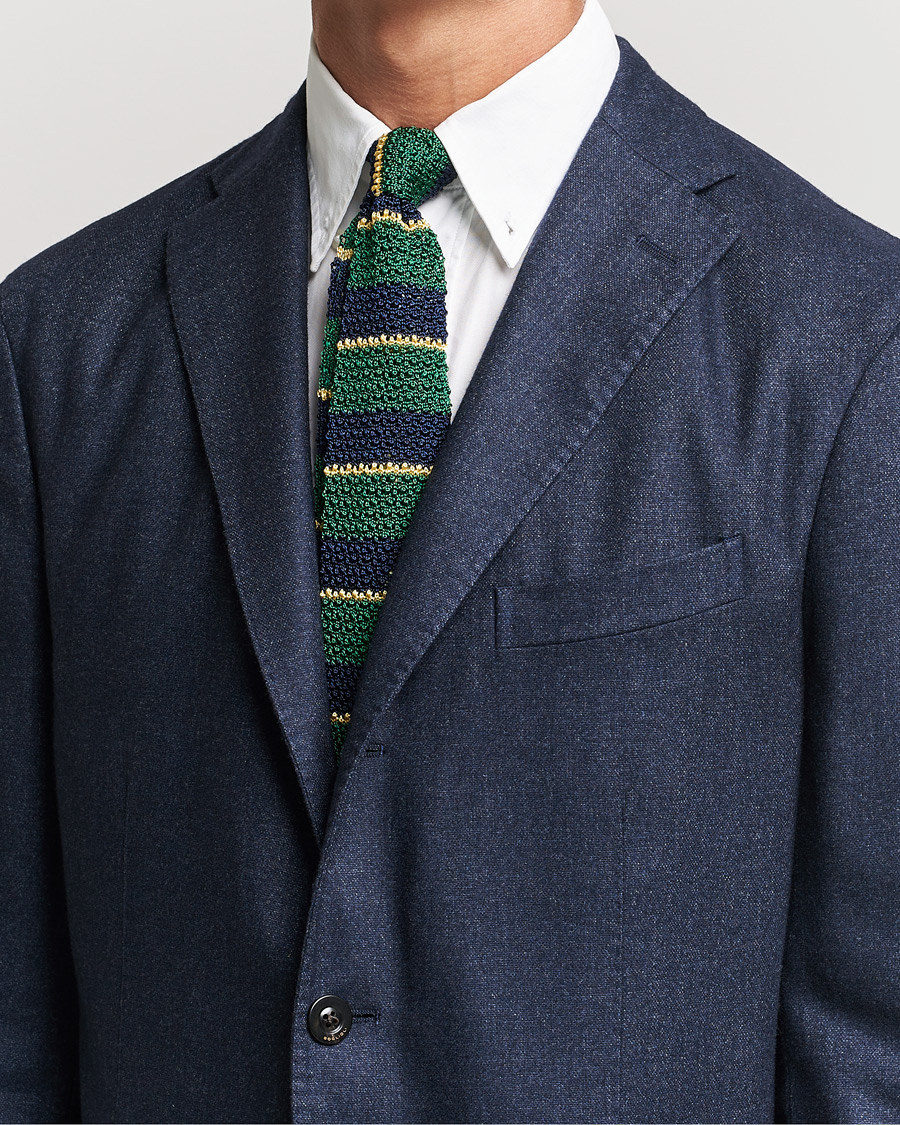 Herren | Cocktail | Polo Ralph Lauren | Knitted Striped Tie Green/Navy/Gold