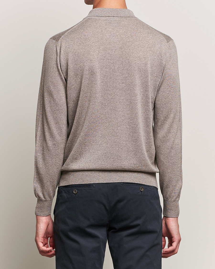Herren | Pullover | Canali | Merino Wool Knitted Polo Taupe