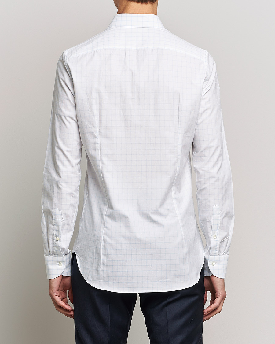 Herren | Hemden | Canali | Slim Fit Cut Away Shirt Blue Check