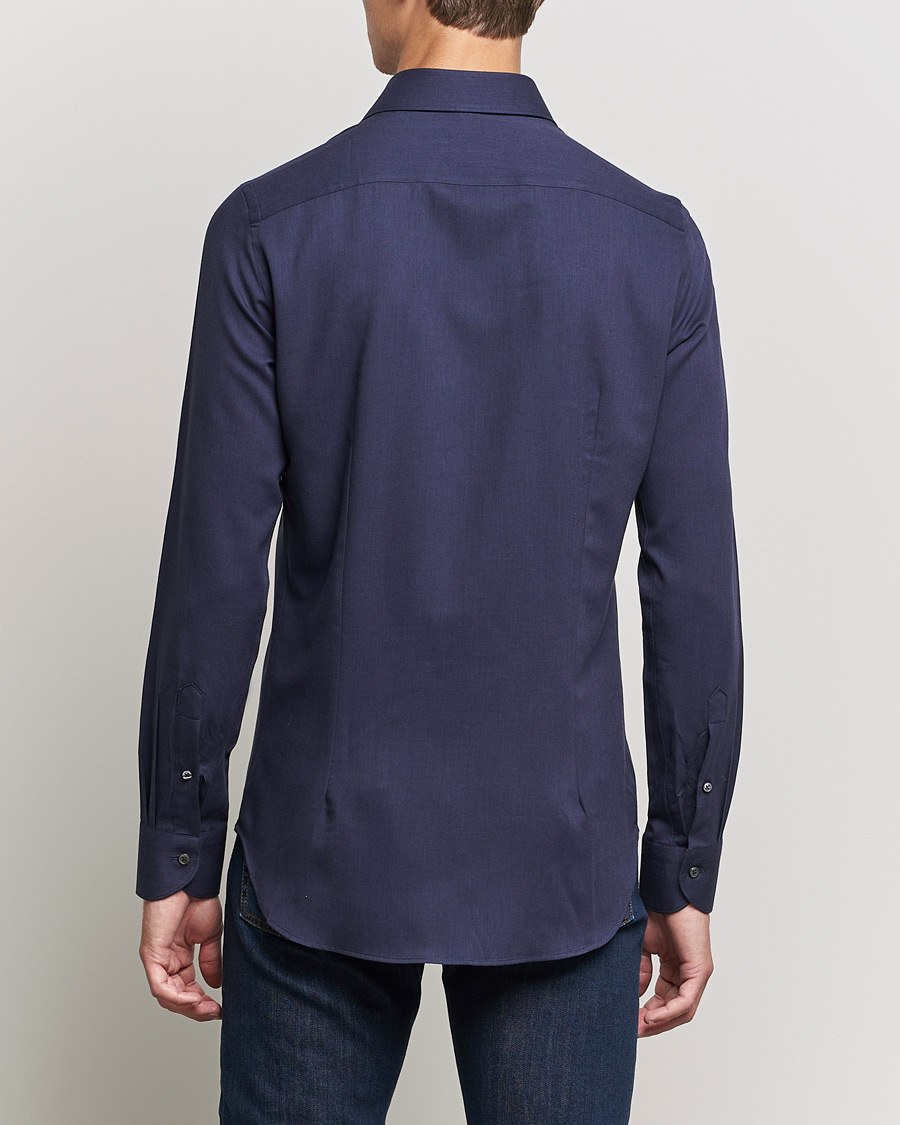 Herren | Hemden | Canali | Slim Fit Flannel Shirt Navy