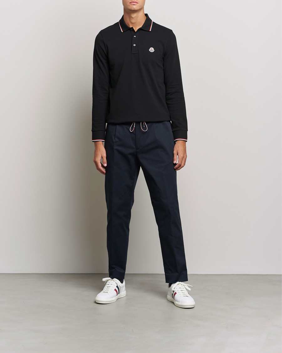 Herren | Pullover | Moncler | Contrast Rib Long Sleeve Polo Black