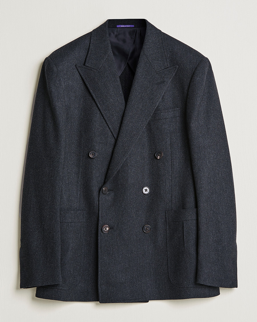 Herren | Sakkos | Ralph Lauren Purple Label | Double Breasted Flannel Sportcoat Dark Grey