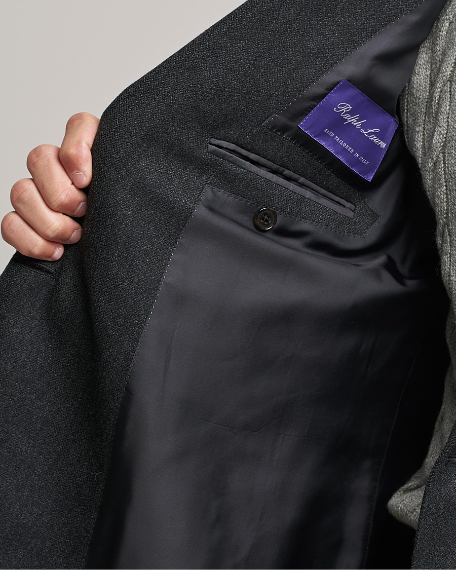 Herren | Sakkos | Ralph Lauren Purple Label | Double Breasted Flannel Sportcoat Dark Grey