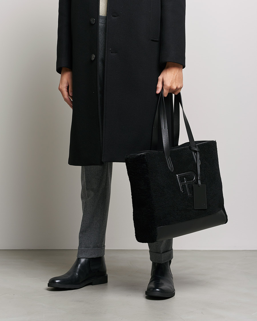 Herren | Ralph Lauren Purple Label Shearling Tote Bag Black | Ralph Lauren Purple Label | Shearling Tote Bag Black