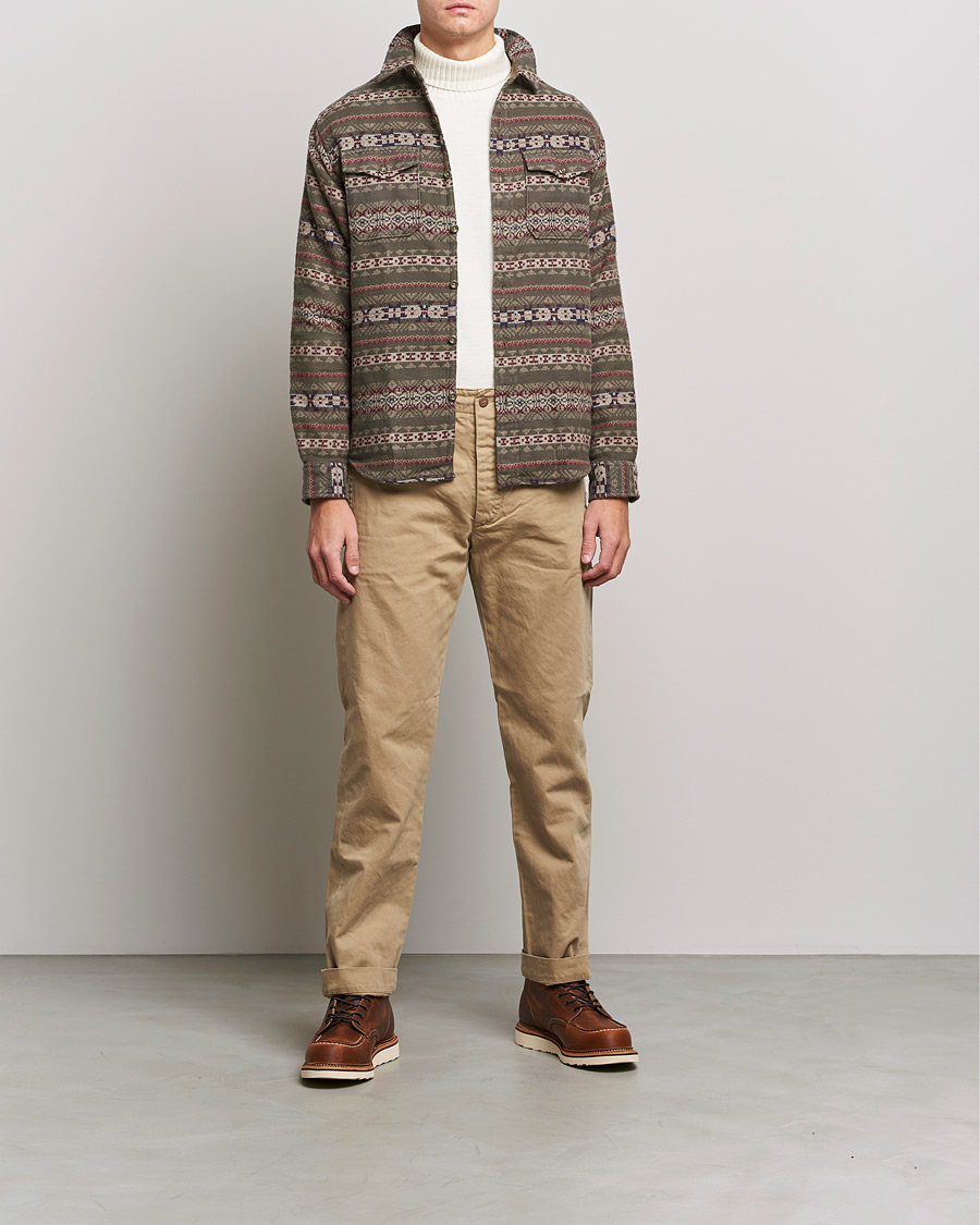 Herren | Hemden | RRL | Melton Brushed Jacquard Overshirt Olive