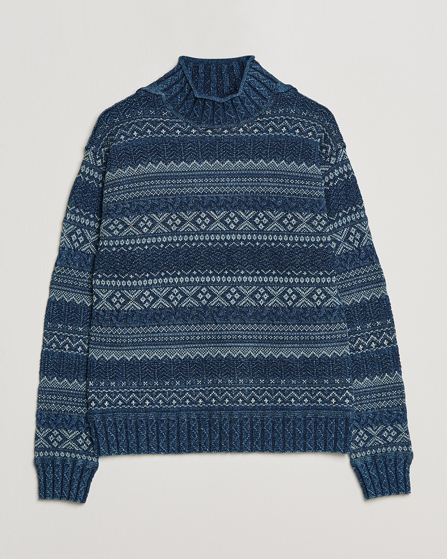 Herren | Pullover | RRL | Mock Neck Sweater Blue Indigo