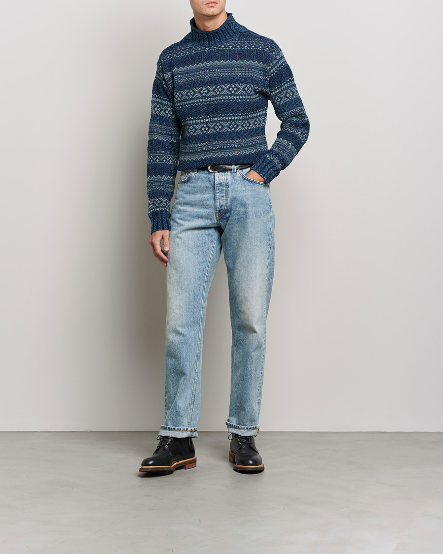 Herren | Pullover | RRL | Mock Neck Sweater Blue Indigo