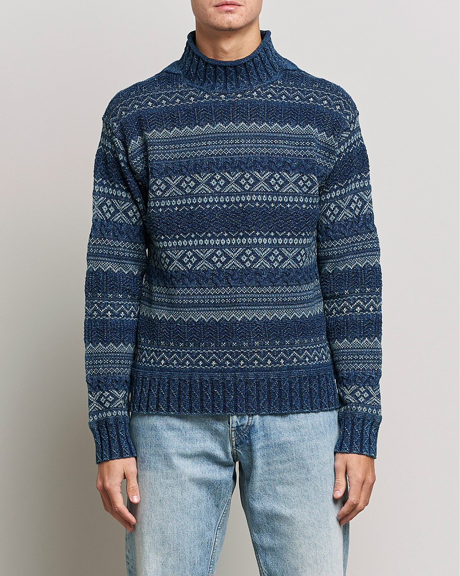 Herren | Pullover | RRL | Mock Neck Sweater Blue Indigo