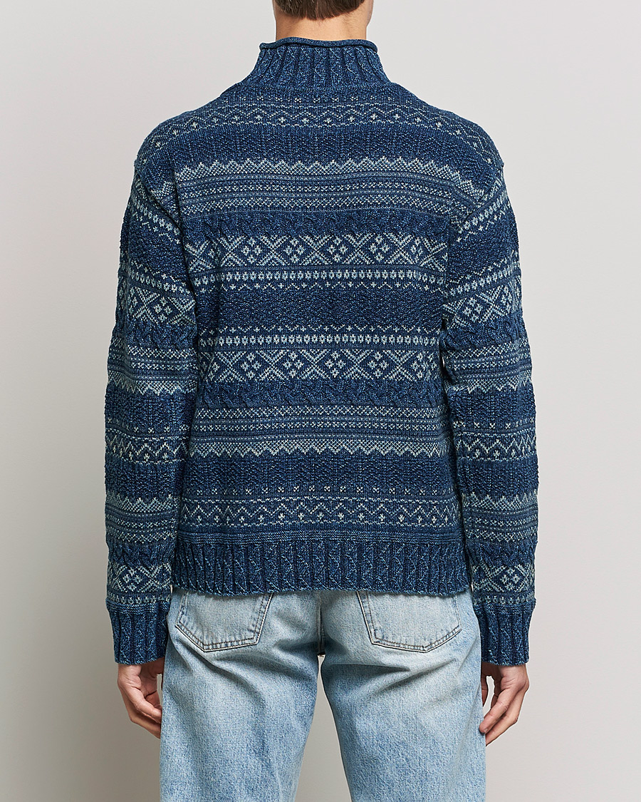 Herren | Pullover | RRL | Mock Neck Sweater Blue Indigo