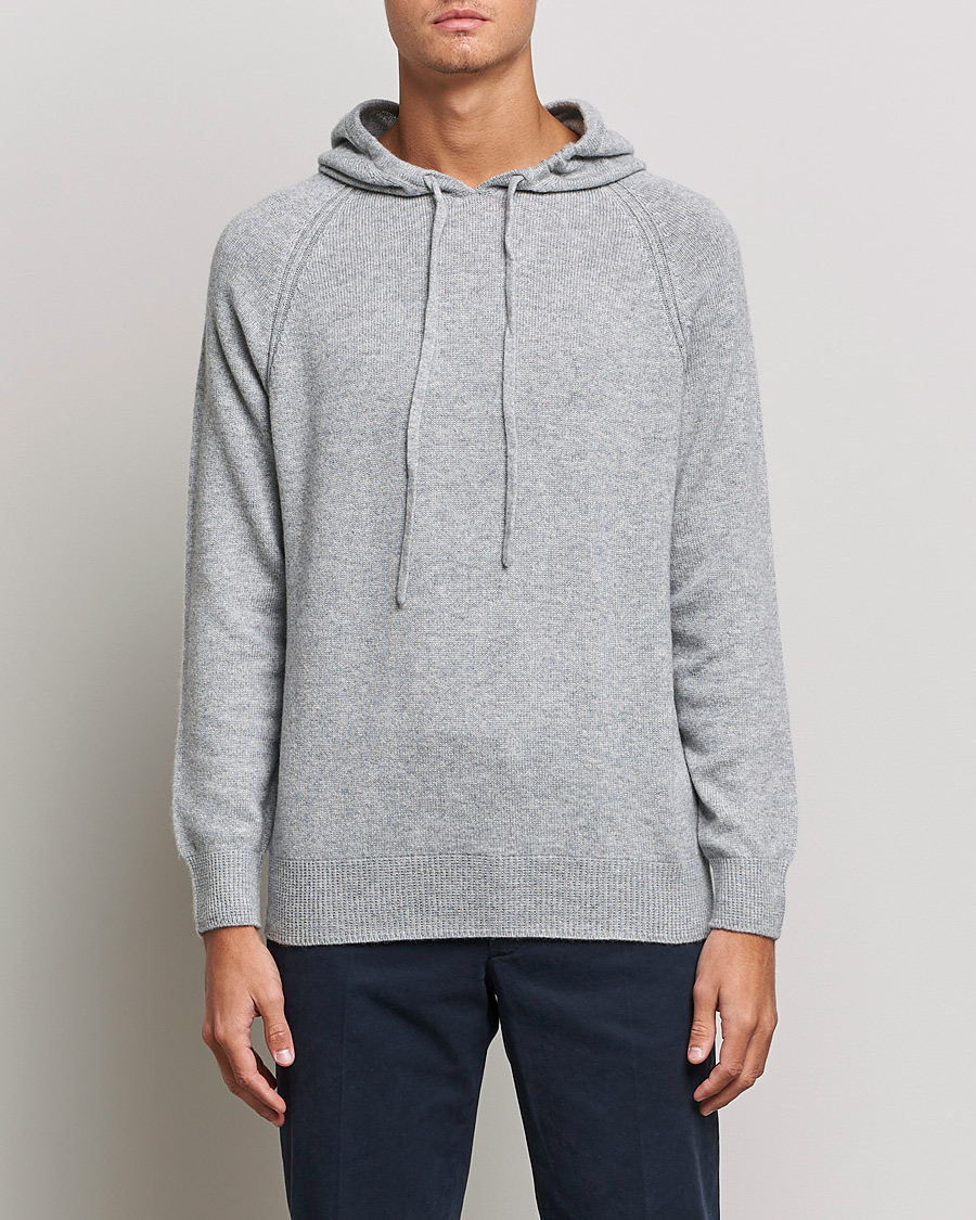 Herren | Pullover | Johnstons of Elgin | Seamless Cashmere Hoodie Silver