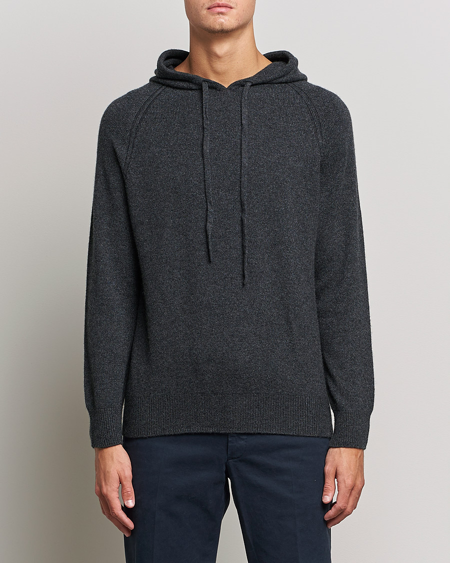 Herren | Pullover | Johnstons of Elgin | Seamless Cashmere Hoodie Carbon