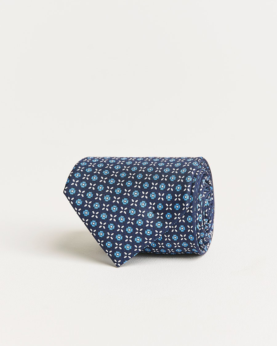 Herren | E. Marinella 3-Fold Structured Silk Tie Dark Blue | E. Marinella | 3-Fold Structured Silk Tie Dark Blue