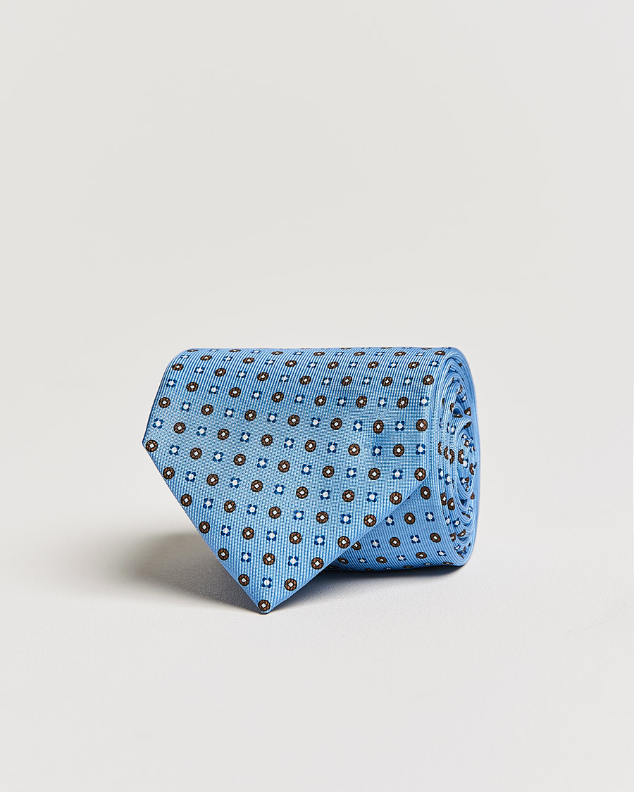 Herren | E. Marinella 3-Fold Micro Dot Silk Tie Light Blue | E. Marinella | 3-Fold Micro Dot Silk Tie Light Blue