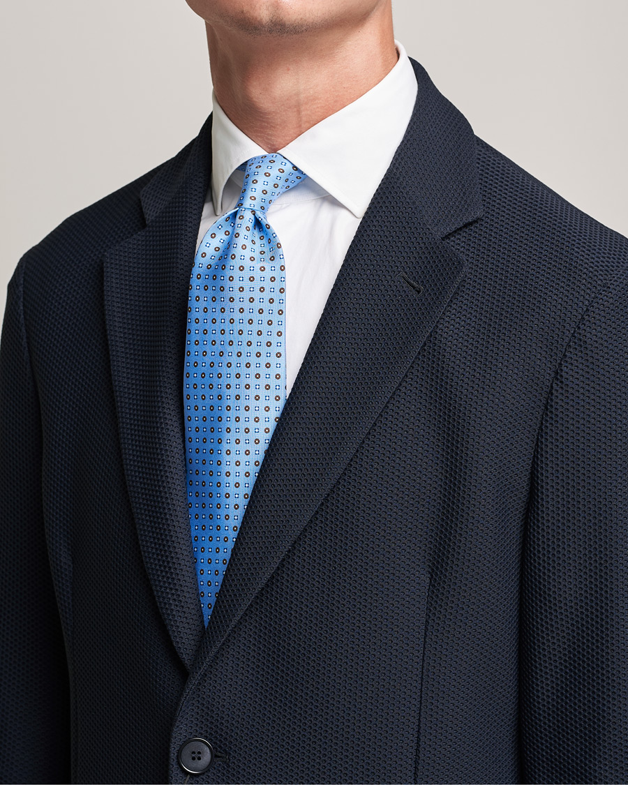 Herren | E. Marinella 3-Fold Micro Dot Silk Tie Light Blue | E. Marinella | 3-Fold Micro Dot Silk Tie Light Blue