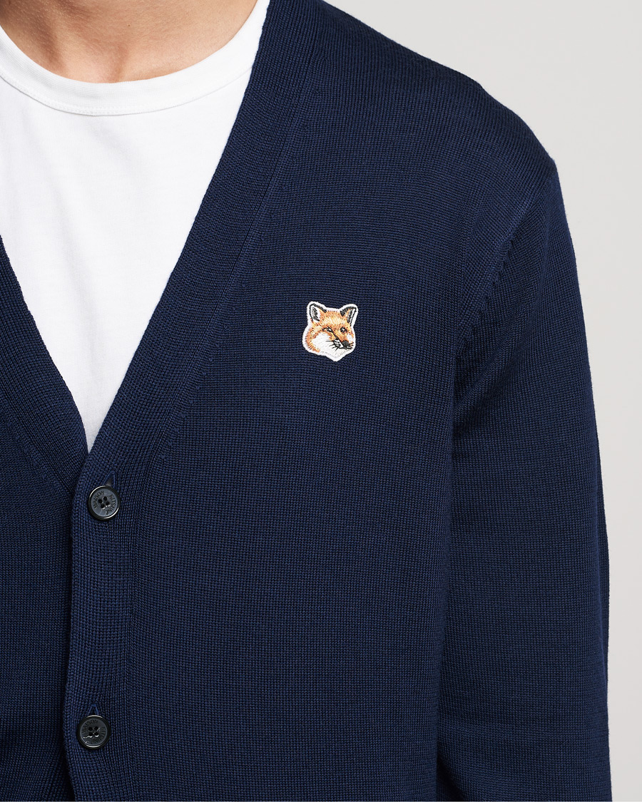 Herren | Pullover | Maison Kitsuné | Fox Head Wool Cardigan Navy