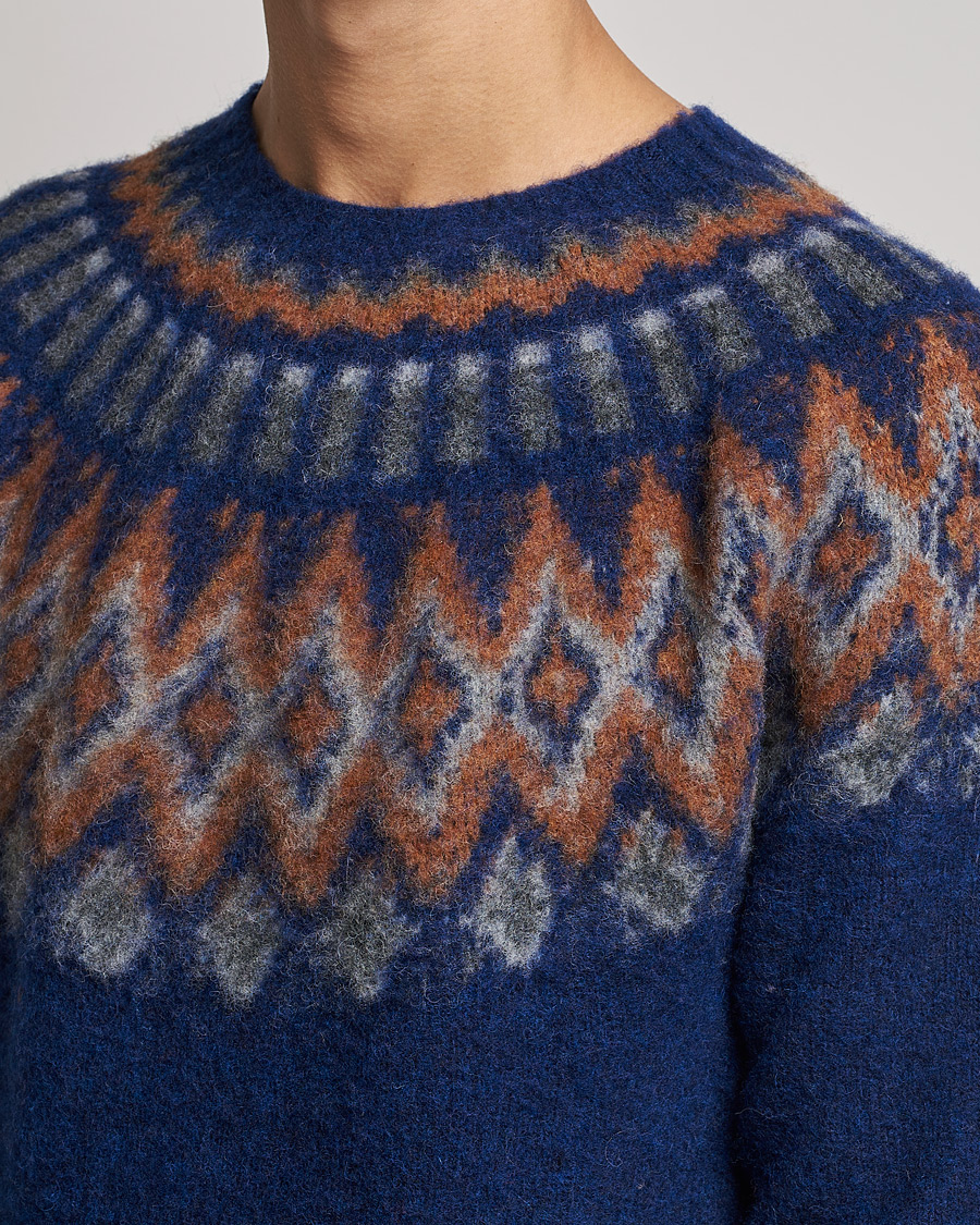 Herren | Pullover | Howlin' | Brushed Wool Fair Isle Crew Sweater Magic Blue