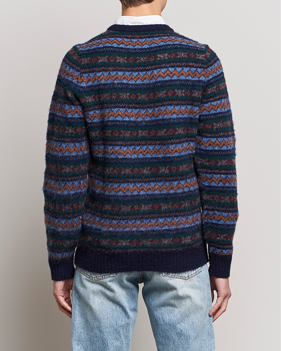 Herren | Pullover | Howlin' | Brushed Wool All Over Fair Isle Crew Neck Navy
